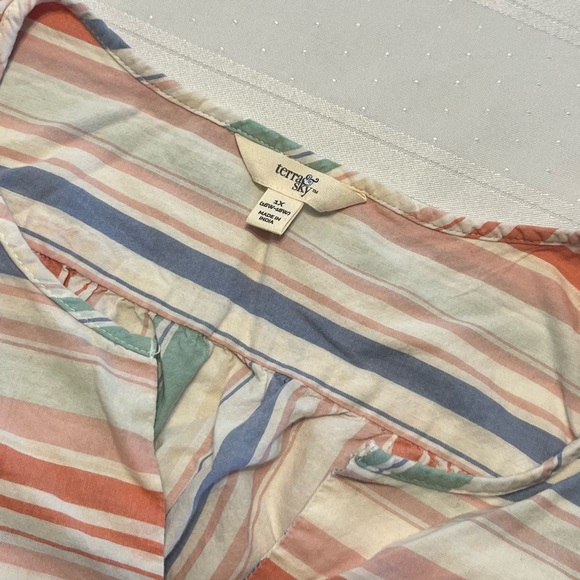 Terra & Sky Cotton Striped Blouse - Picture 3 of 5